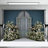 Lofaris Floral Elegant Wooden Door Curtain Wedding Backdrop